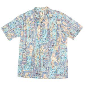 TORI RICHARDS Egypitian Hieroglyphics Cotton Lawn Hawaiian Mens Shirt size S 393